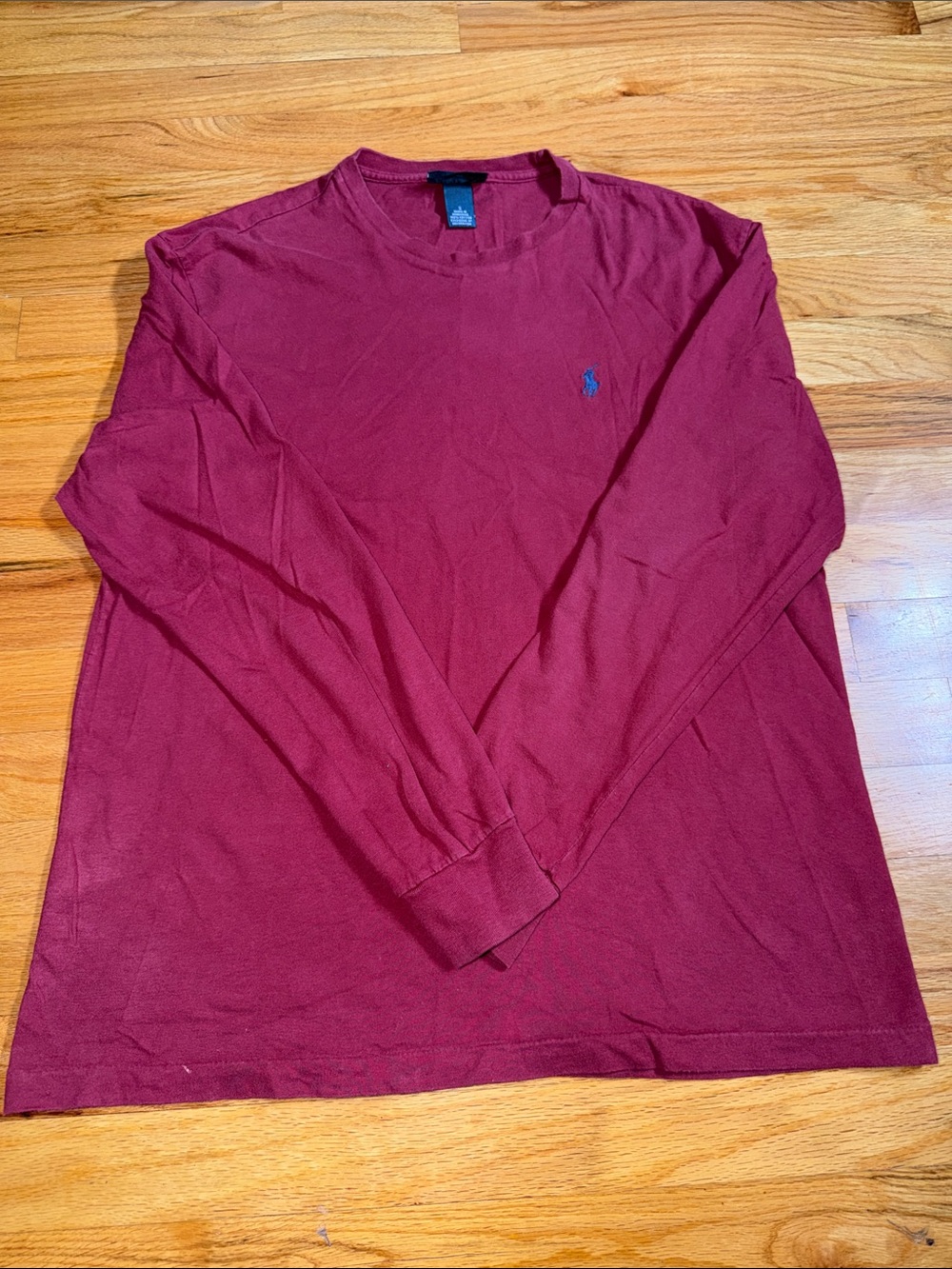 Polo by Ralph Lauren Long-Sleeve Crewneck Shirt - Burgundy with Navy Logo